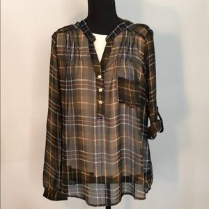 Papermoon sheer long sleeve blouse Size L